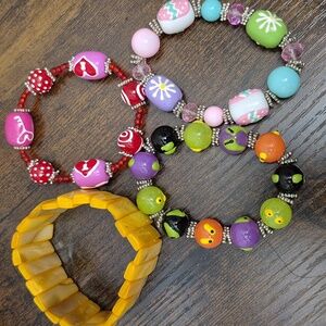 Colorful Glass Style Beaded Kids/adult Bracelet Set-4